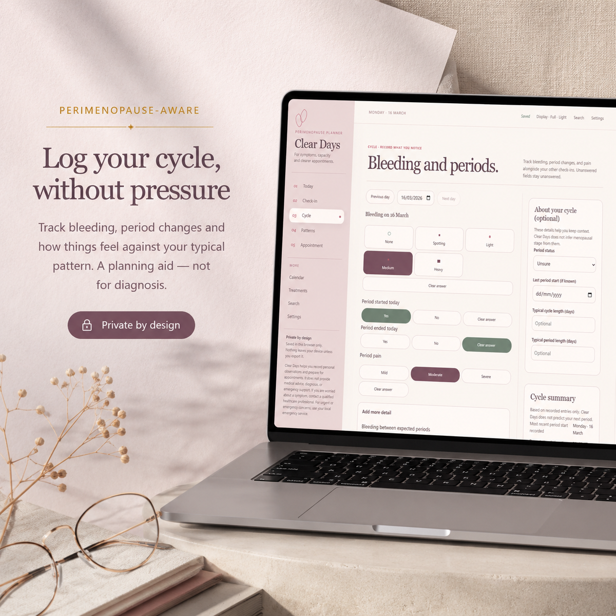 Clear Days Planner — Calm Browser Daily Planner for Overwhelm & Brain Fog | No Account, Private