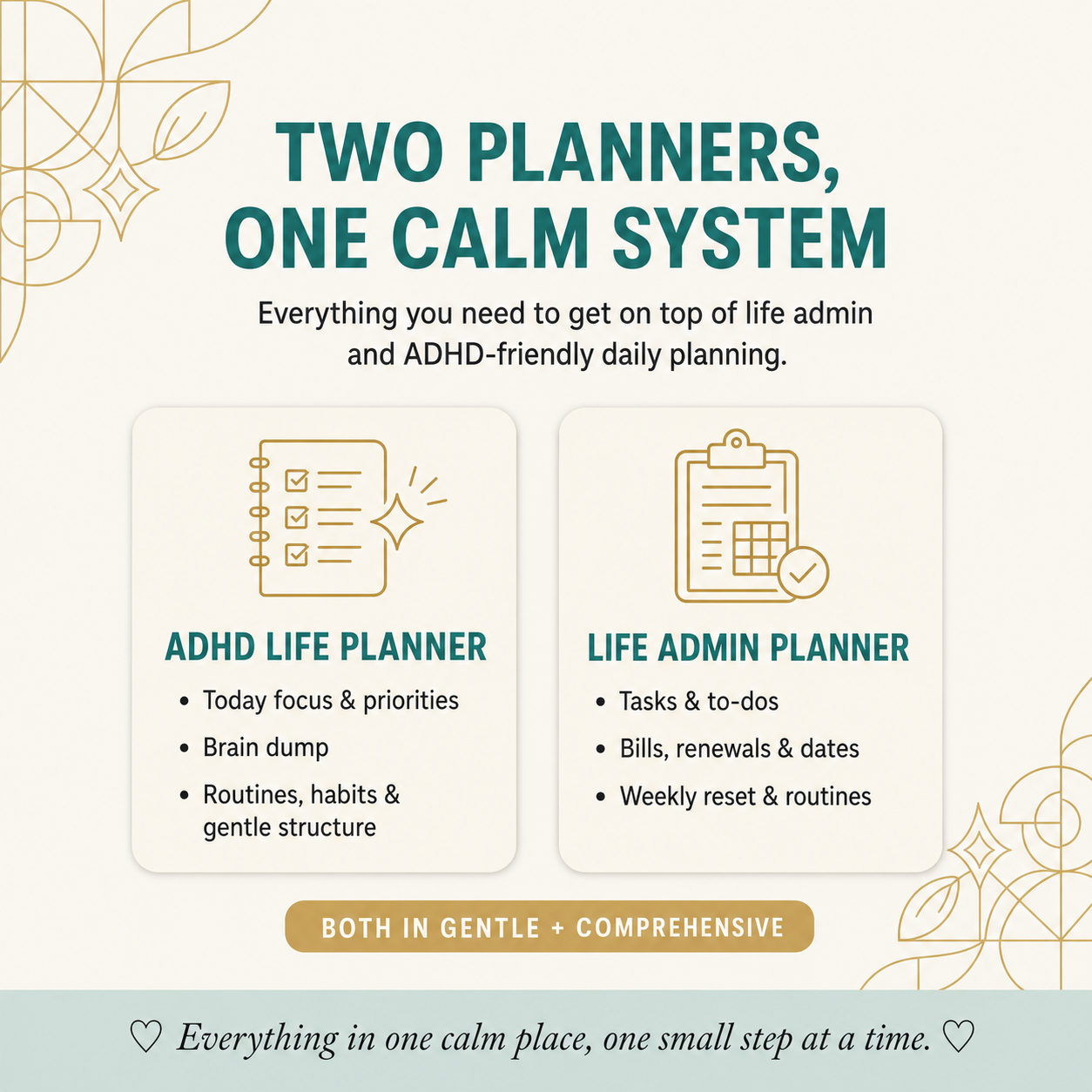Structured Space Dashboard Bundle — Life Admin + ADHD Life Planner