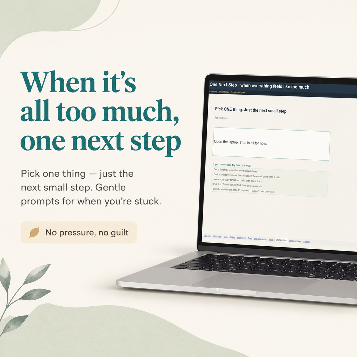 Calm Life Admin Planner for Google Sheets | Gentle, Comprehensive, Light & Dark