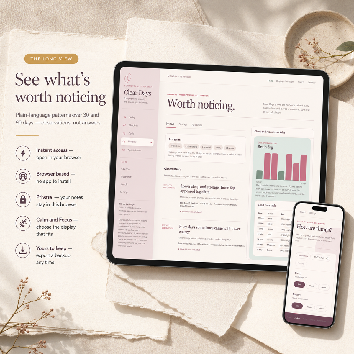 Clear Days Planner — Calm Browser Daily Planner for Overwhelm & Brain Fog | No Account, Private
