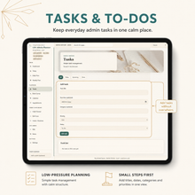 Life Admin Planner — task organiser shown on a tablet, calm digital planner thumbnail
