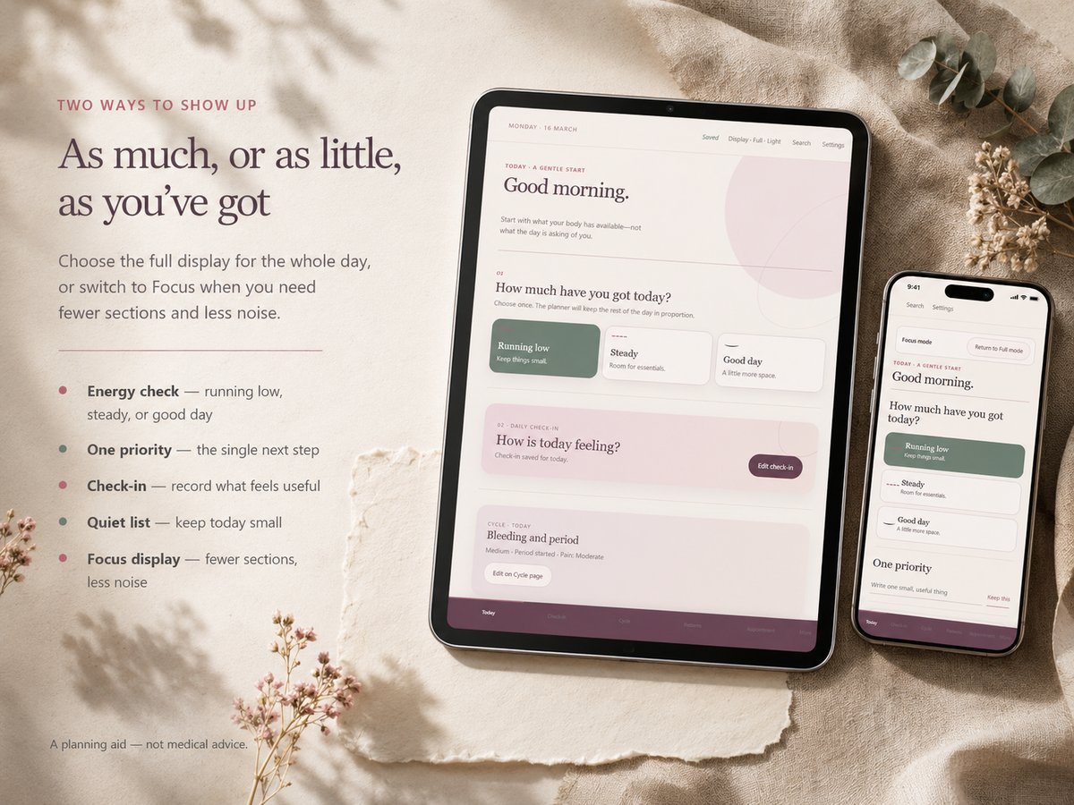 Clear Days Planner — Calm Browser Daily Planner for Overwhelm & Brain Fog | No Account, Private