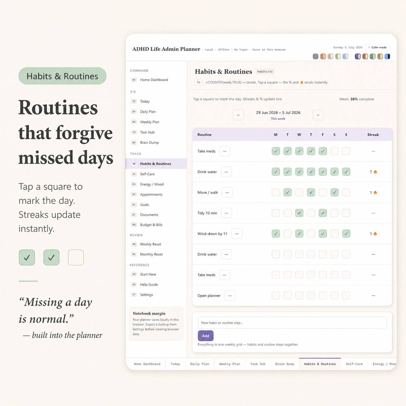 ADHD Life Admin Planner | Digital ADHD Planner for Tasks, Bills, Routines & Life Admin