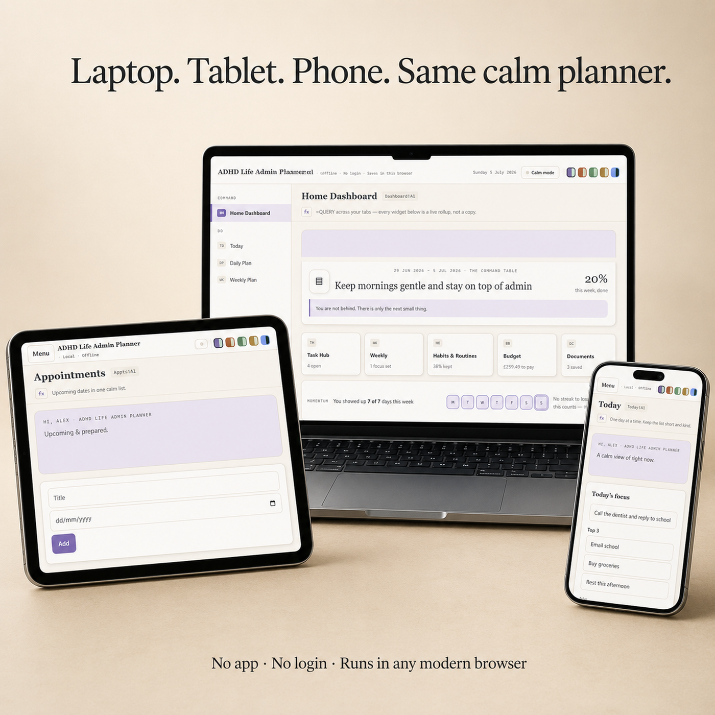 ADHD Life Admin Planner | Digital ADHD Planner for Tasks, Bills, Routines & Life Admin