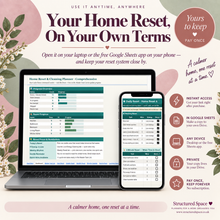 Home Reset and Cleaning Google Sheets Planner cleaning supplies and home maintenance tracking thumbnail