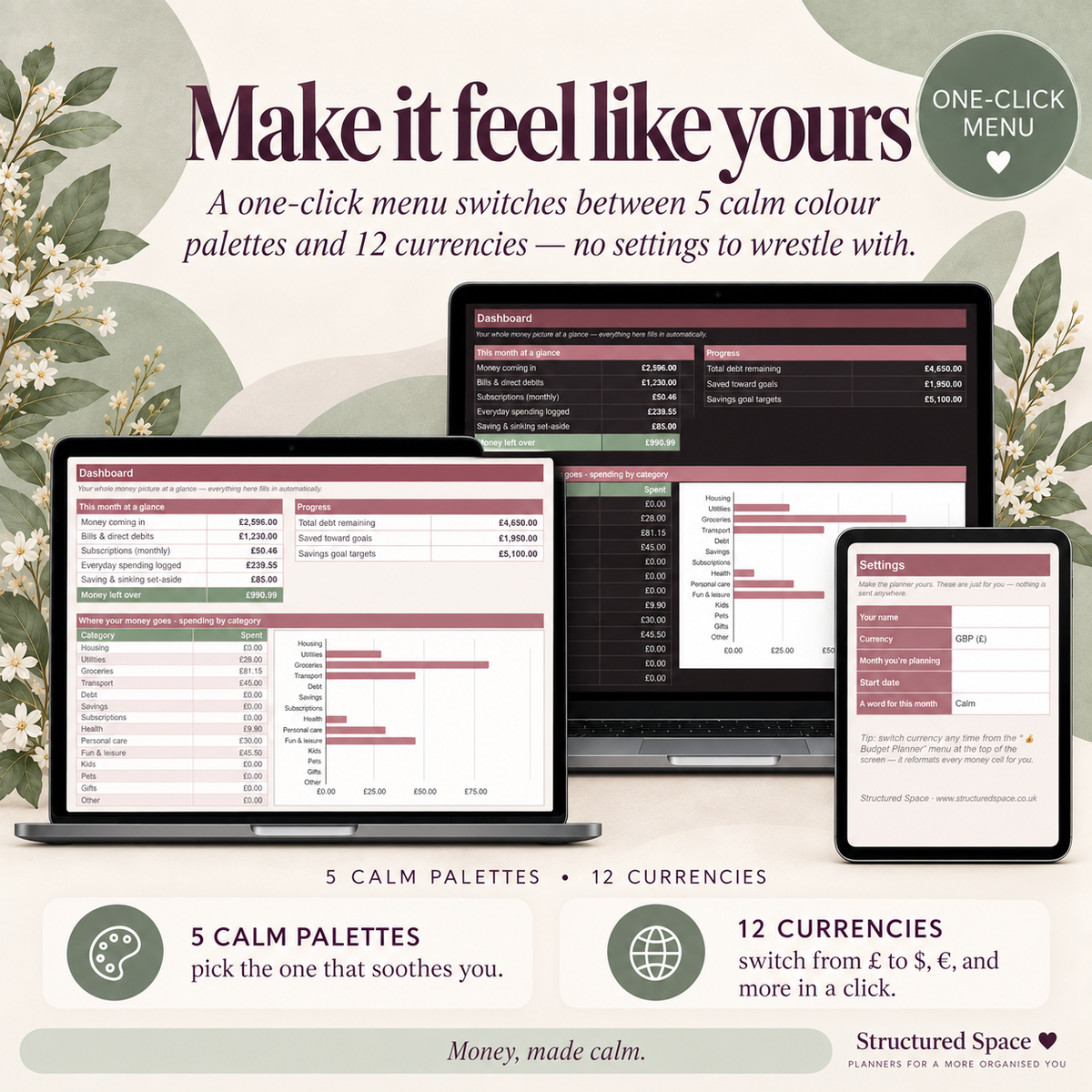 Calm Budget & Bills Planner | Google Sheets Budget & Bill Tracker for Neurodivergent Adults | Essentials & Complete Editions