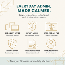 Life Admin Planner — everyday life admin made calmer, ADHD-friendly digital planner thumbnail
