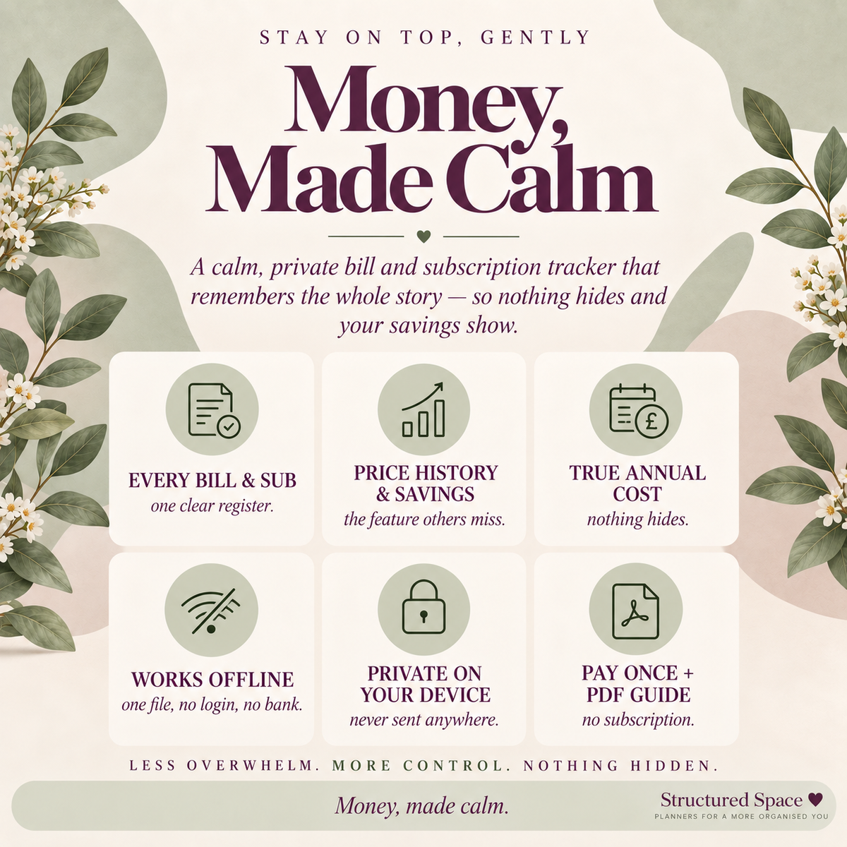 Budget & Bills Tracker — Calm, Private Bill & Subscription Planner