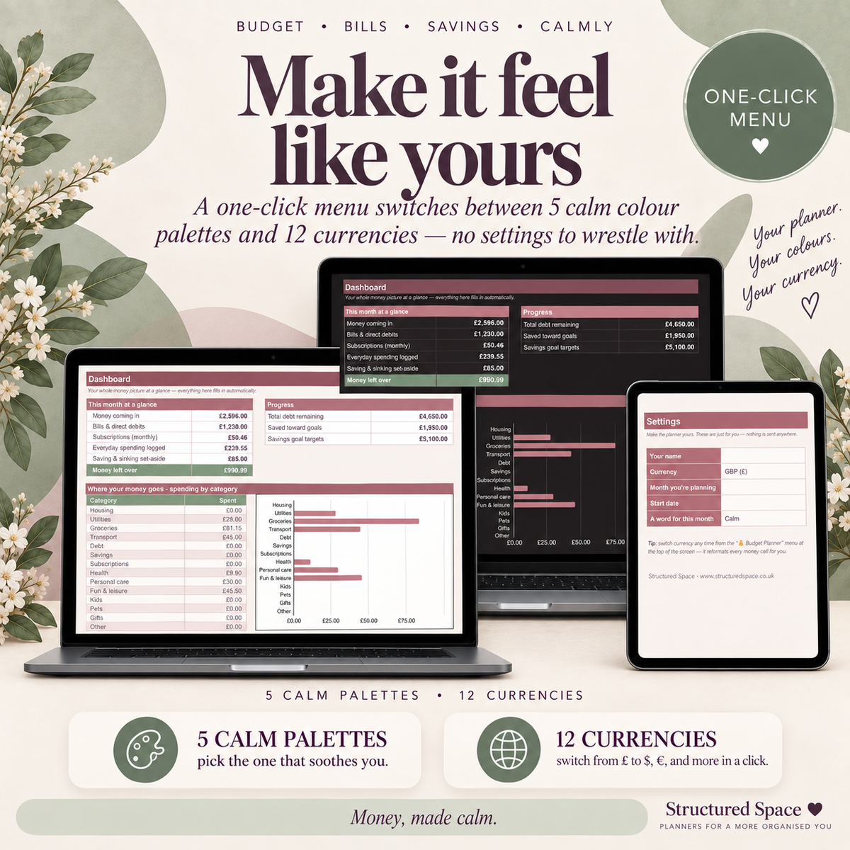 Calm Budget & Bills Planner | Google Sheets Budget & Bill Tracker for Neurodivergent Adults | Essentials & Complete Editions