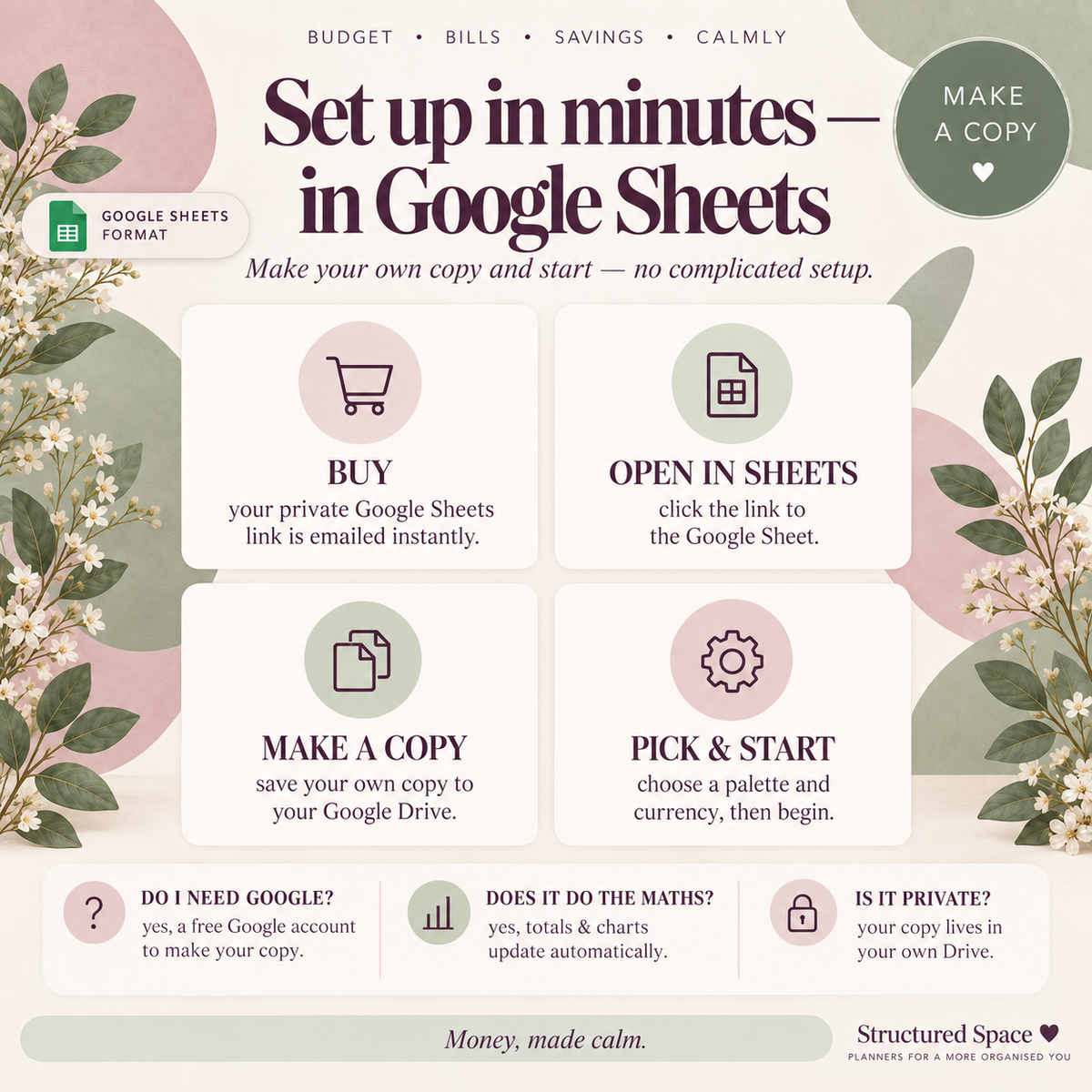 Calm Budget & Bills Planner | Google Sheets Budget & Bill Tracker for Neurodivergent Adults | Essentials & Complete Editions