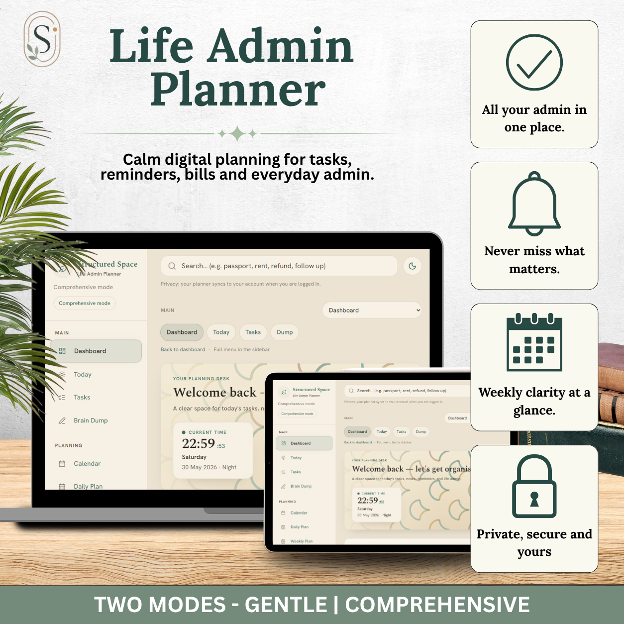 Life Admin Planner — Interactive Dashboard Planner for Everyday Admin