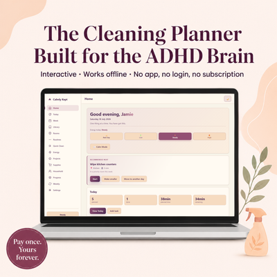 Calmly Kept — ADHD Cleaning Planner | Neurodivergent Interactive Home Reset