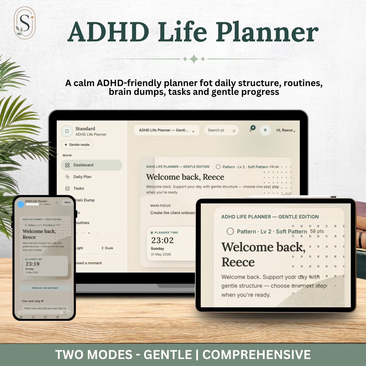 ADHD Life Planner — Standard Theme Interactive Dashboard Planner