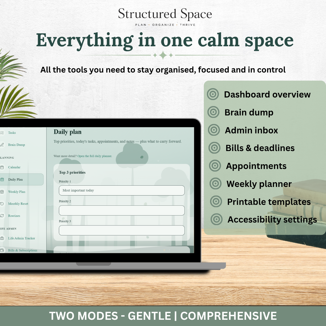 Nature Theme Life Admin Planner — Interactive Dashboard Planner