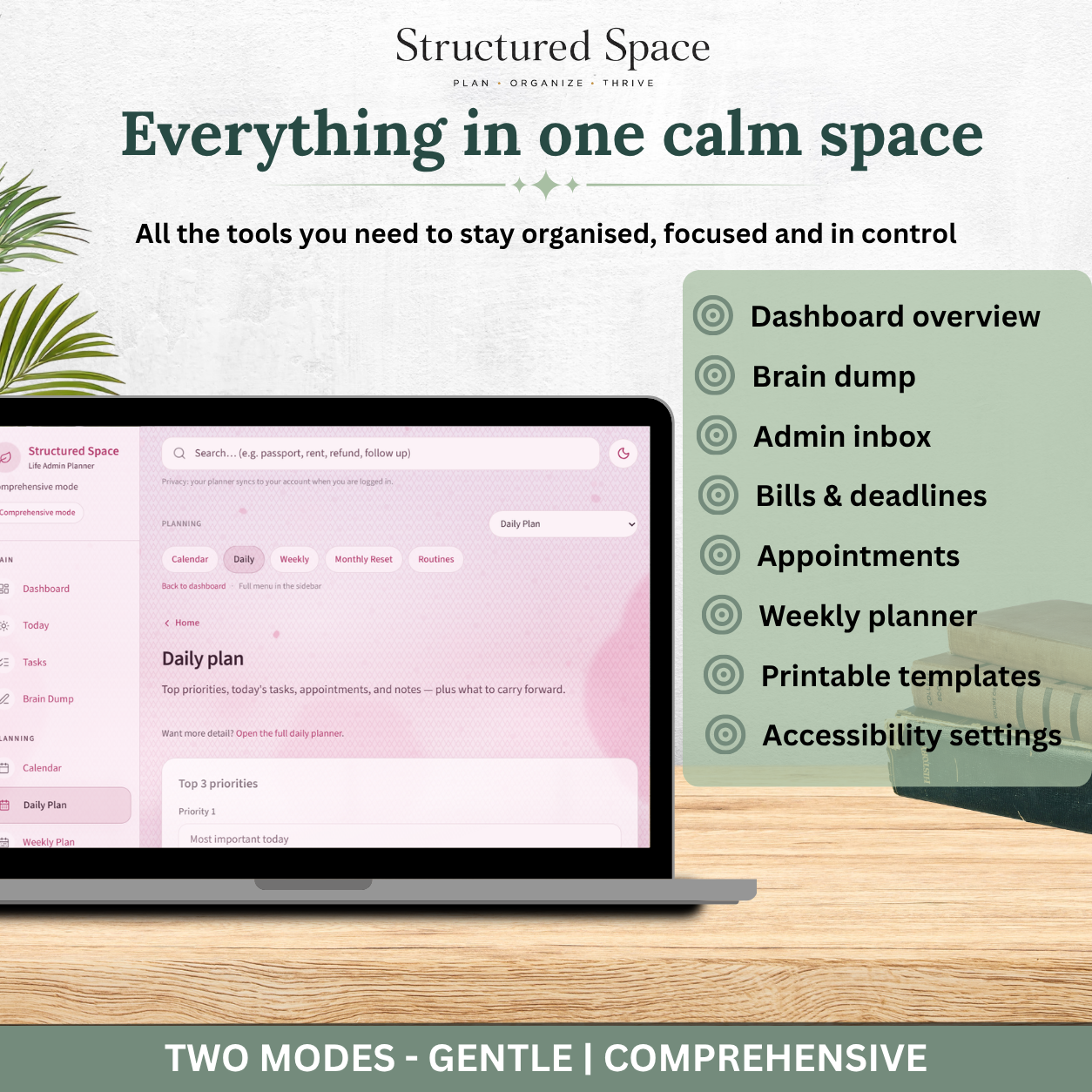 Pretty in Pink Theme Life Admin Planner — Interactive Dashboard Planner