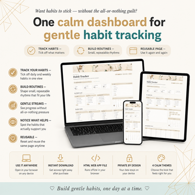Habit Tracker Dashboard | Reusable Single-Page Web Planner