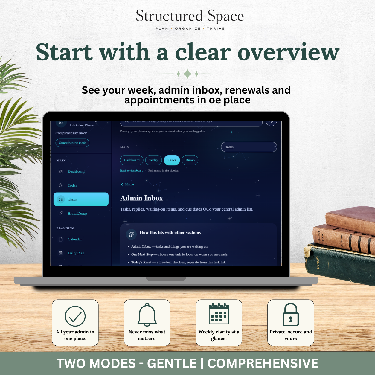 Space Theme Life Admin Planner — Interactive Dashboard Planner
