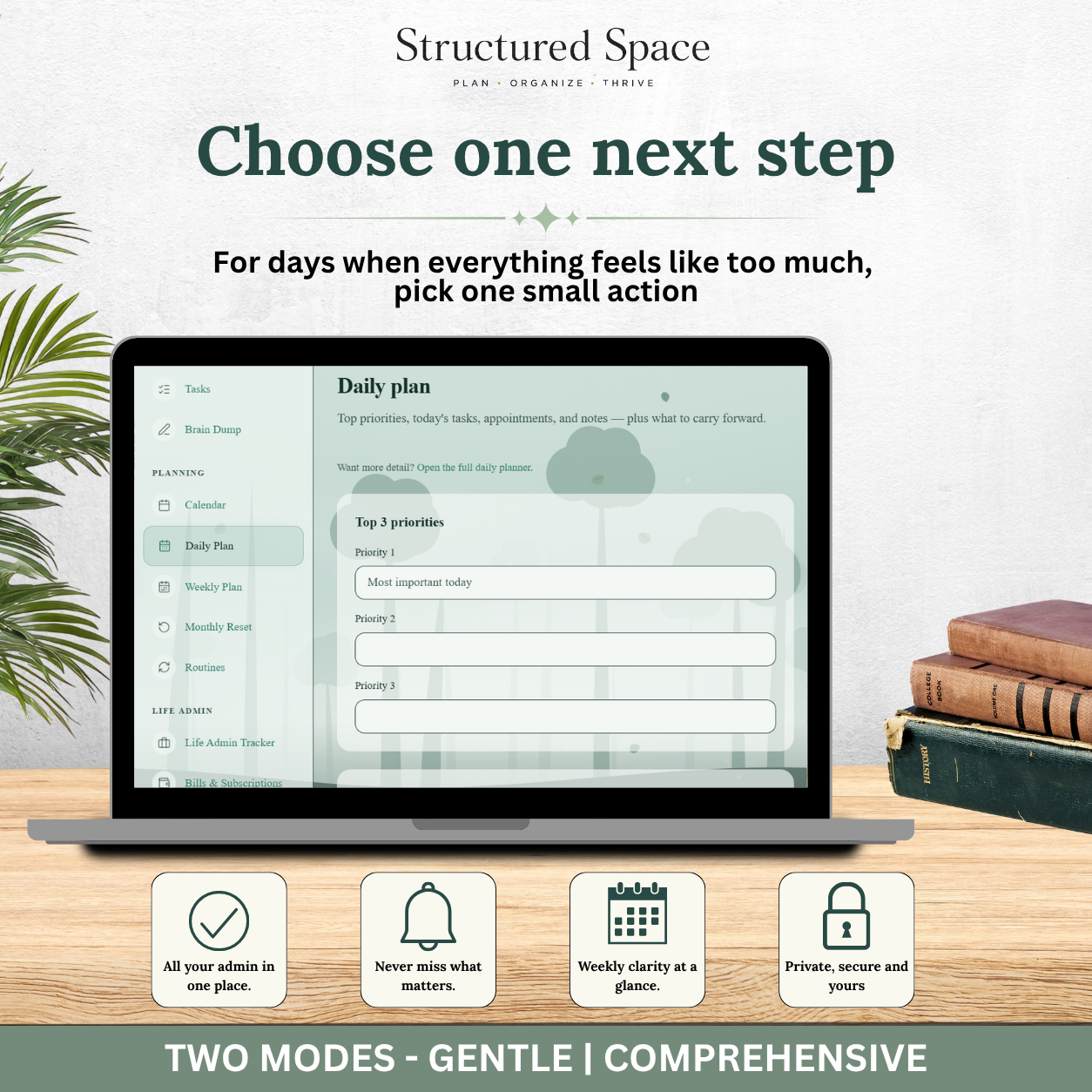 Nature Theme Life Admin Planner — Interactive Dashboard Planner