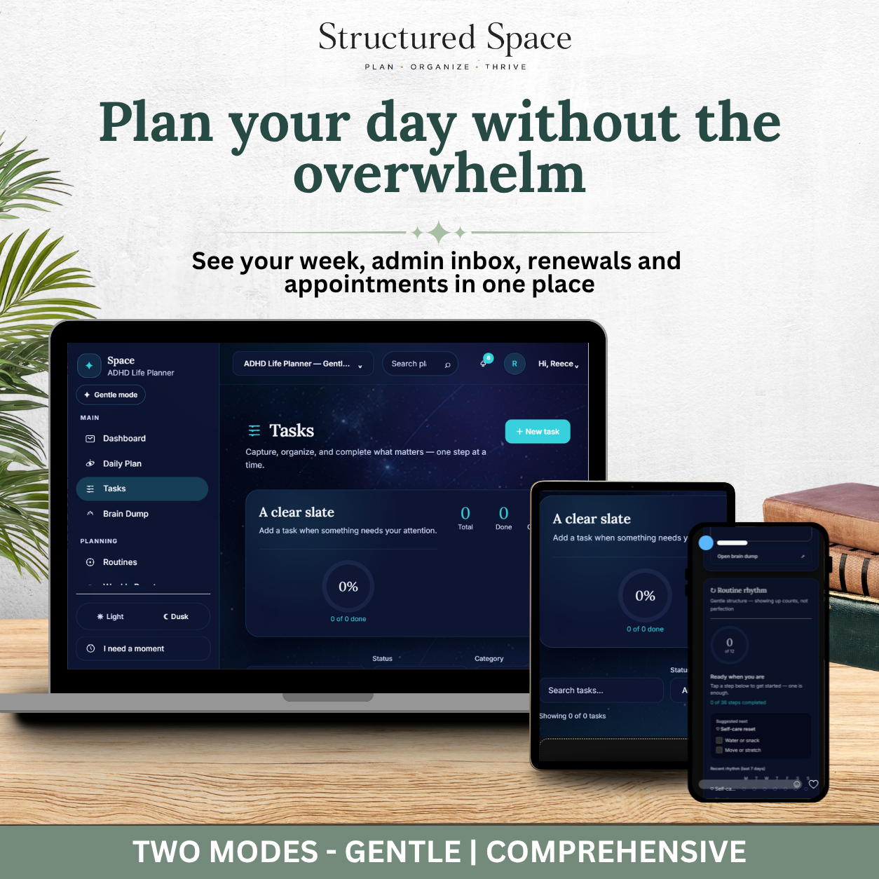 ADHD Life Planner — Space Theme Interactive Dashboard Planner