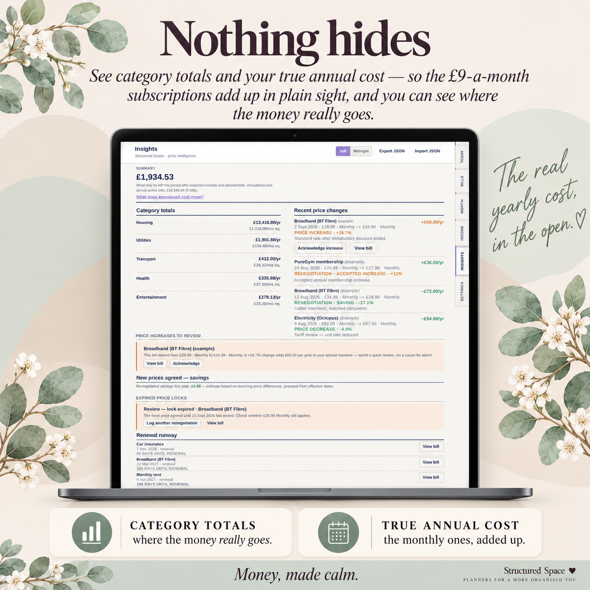 Budget & Bills Tracker — Calm, Private Bill & Subscription Planner