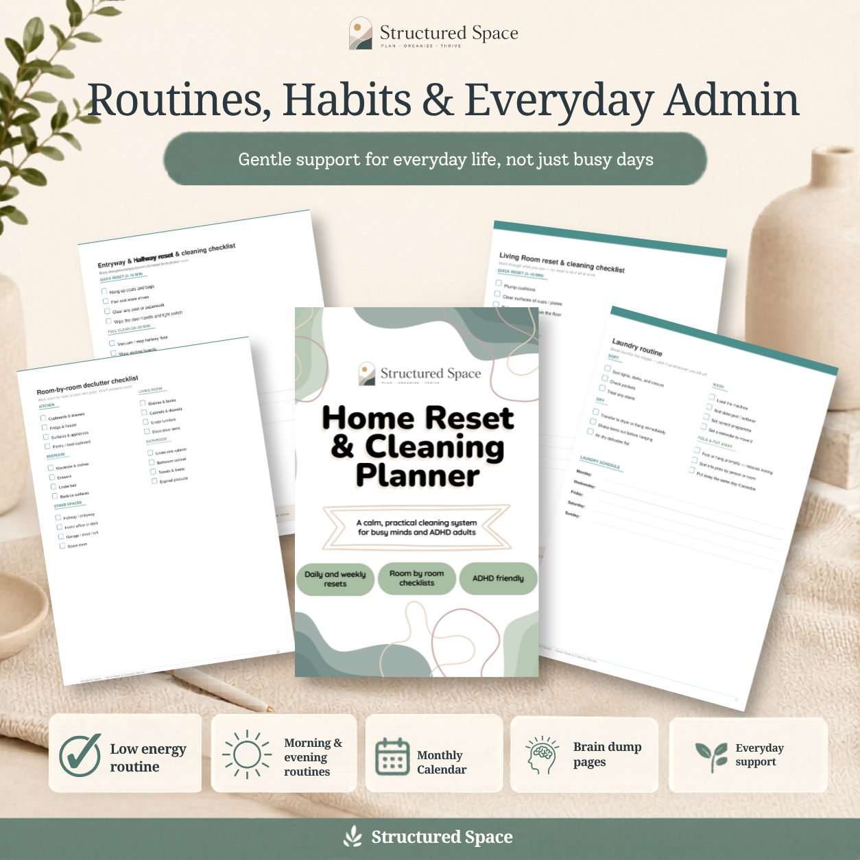 Home Reset & Cleaning Planner | Printable PDF Planner for Cleaning, Routines & Home Organisation