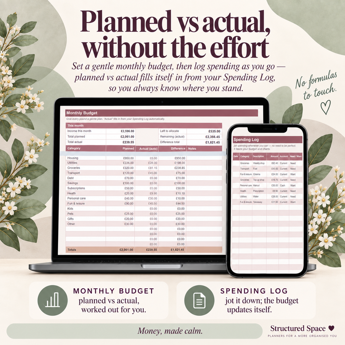 Calm Budget & Bills Planner | Google Sheets Budget & Bill Tracker for Neurodivergent Adults | Essentials & Complete Editions