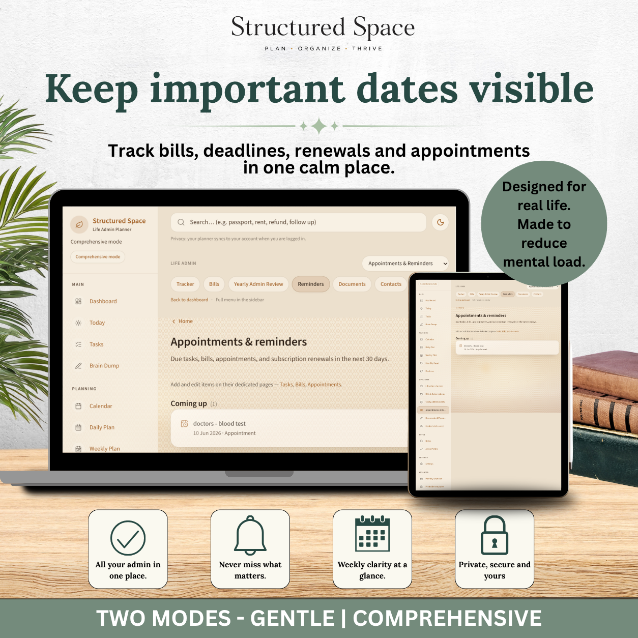 Cosy Glow Theme Life Admin Planner — Interactive Dashboard Planner