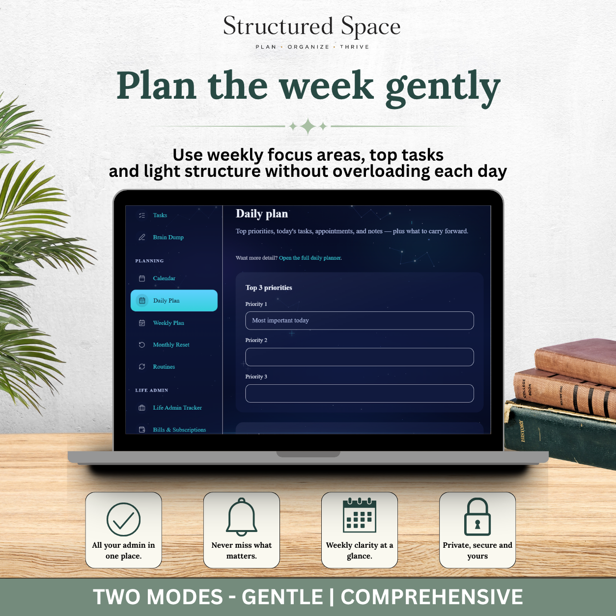 Space Theme Life Admin Planner — Interactive Dashboard Planner