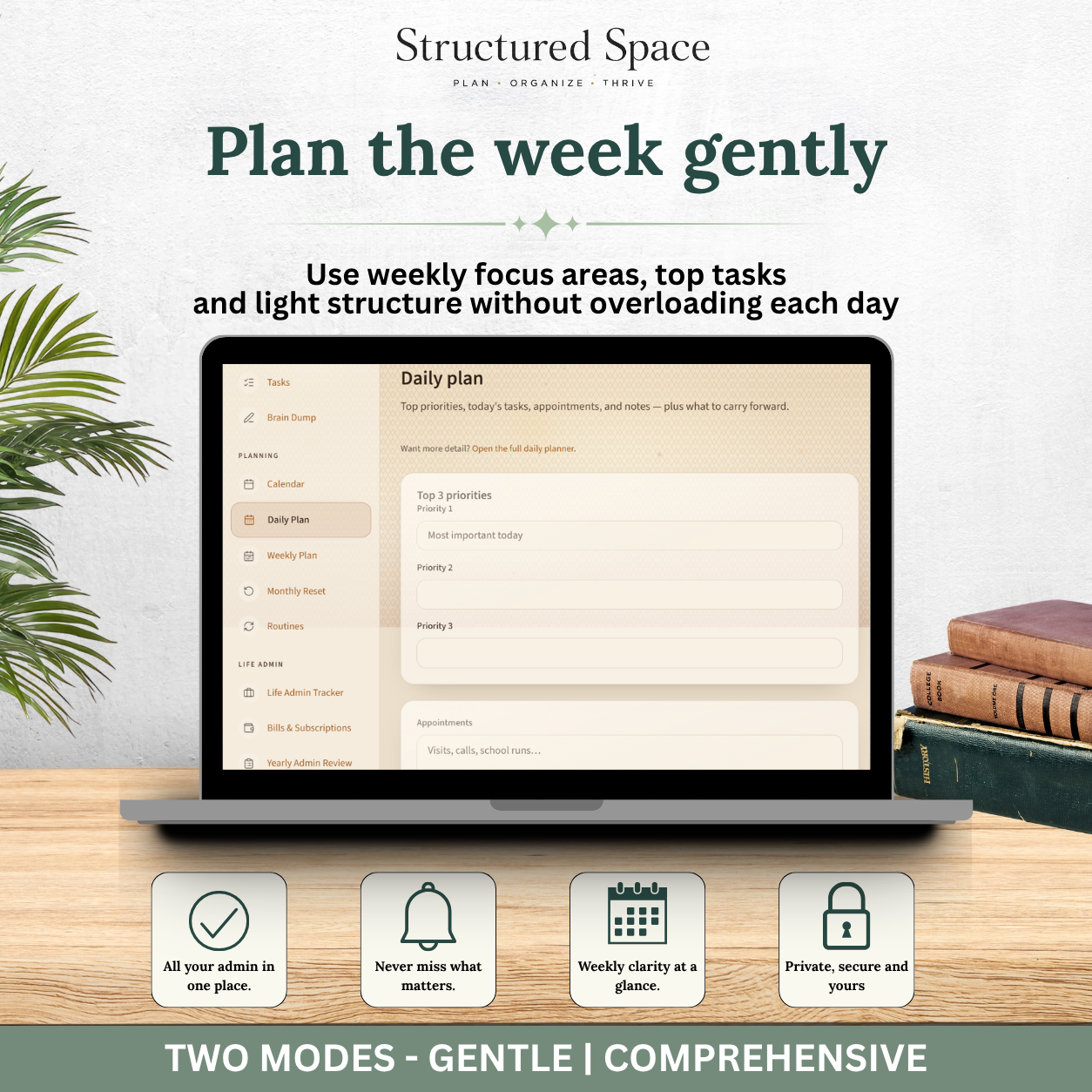 Cosy Glow Theme Life Admin Planner — Interactive Dashboard Planner