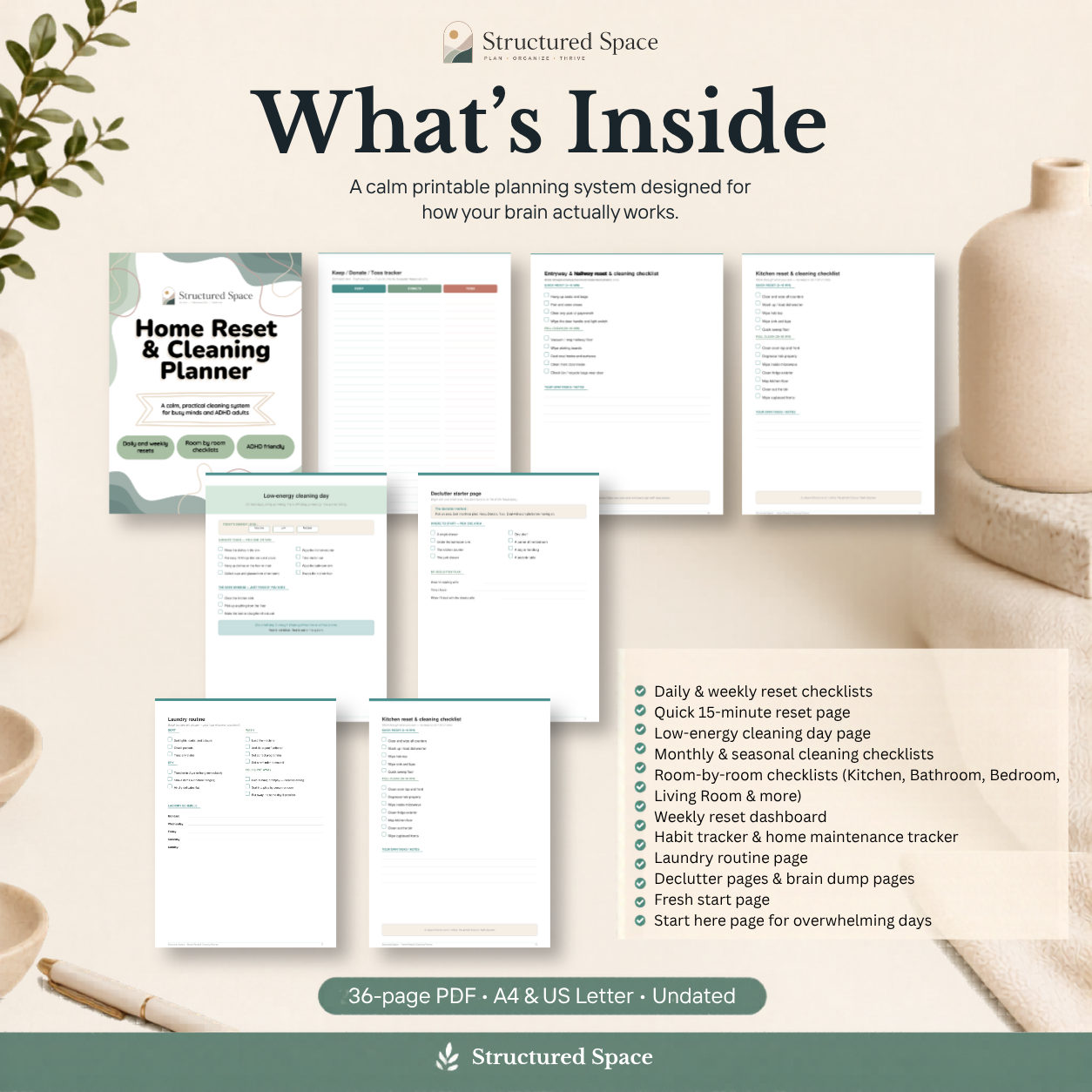 Home Reset & Cleaning Planner | Printable PDF Planner for Cleaning, Routines & Home Organisation
