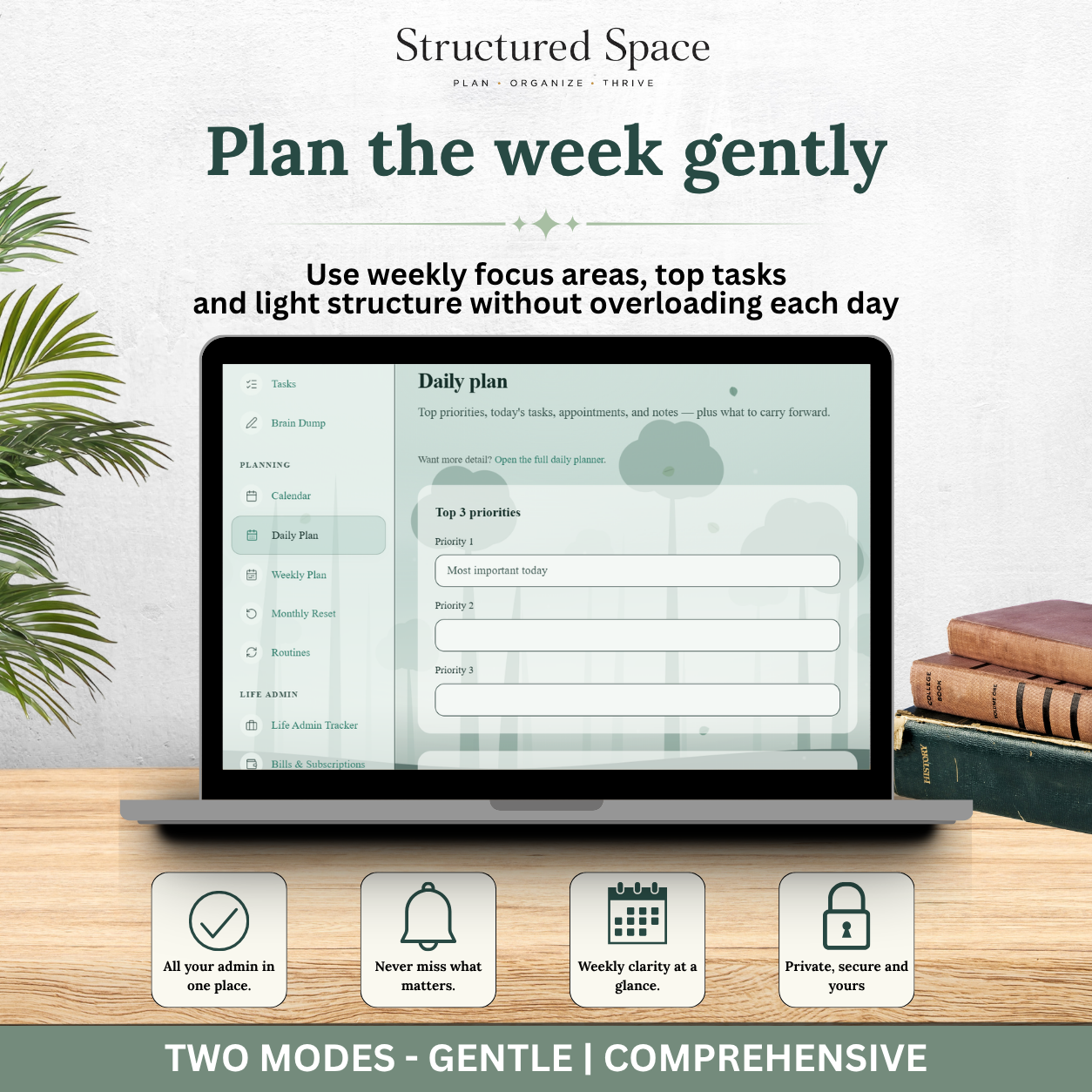 Nature Theme Life Admin Planner — Interactive Dashboard Planner