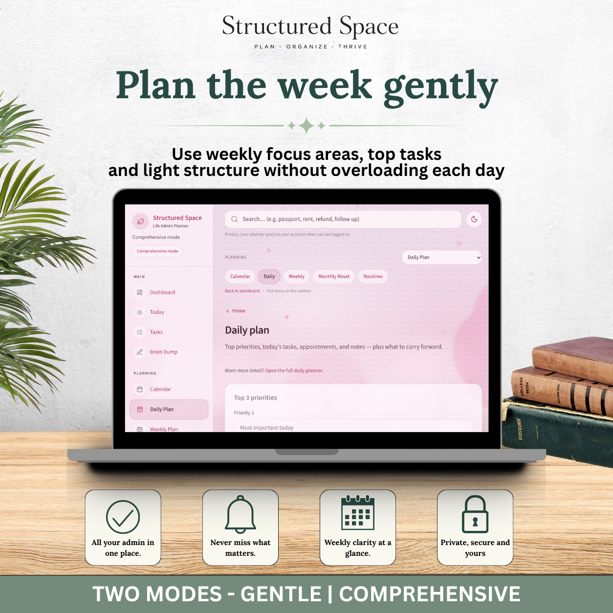 Pretty in Pink Theme Life Admin Planner — Interactive Dashboard Planner
