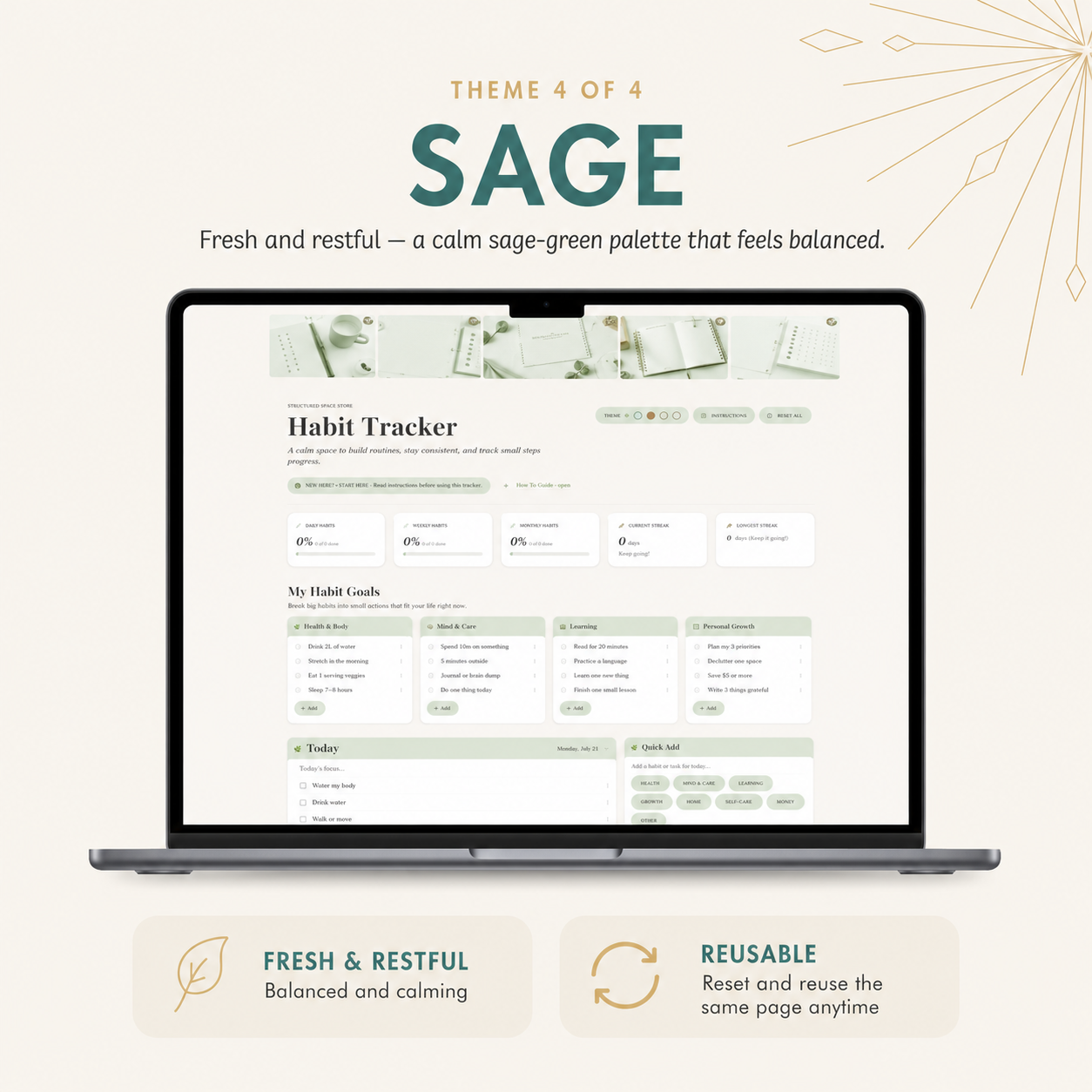 Habit Tracker Dashboard | Reusable Single-Page Web Planner