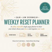 Weekly Reset Planner | Reusable Single-Page Digital Web Planner thumbnail