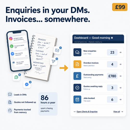 Custom Cleaning Business Client & Payment Dashboard