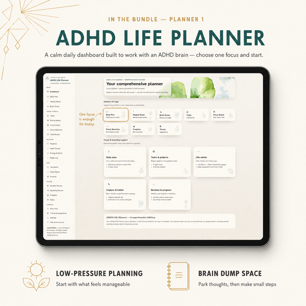 ADHD Life Planner — Interactive Dashboard Planner