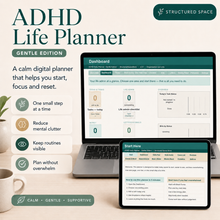 ADHD Life Planner Google Sheets by Structured Space — ADHD-friendly planner for adults with gentle and comprehensive editions thumbnail