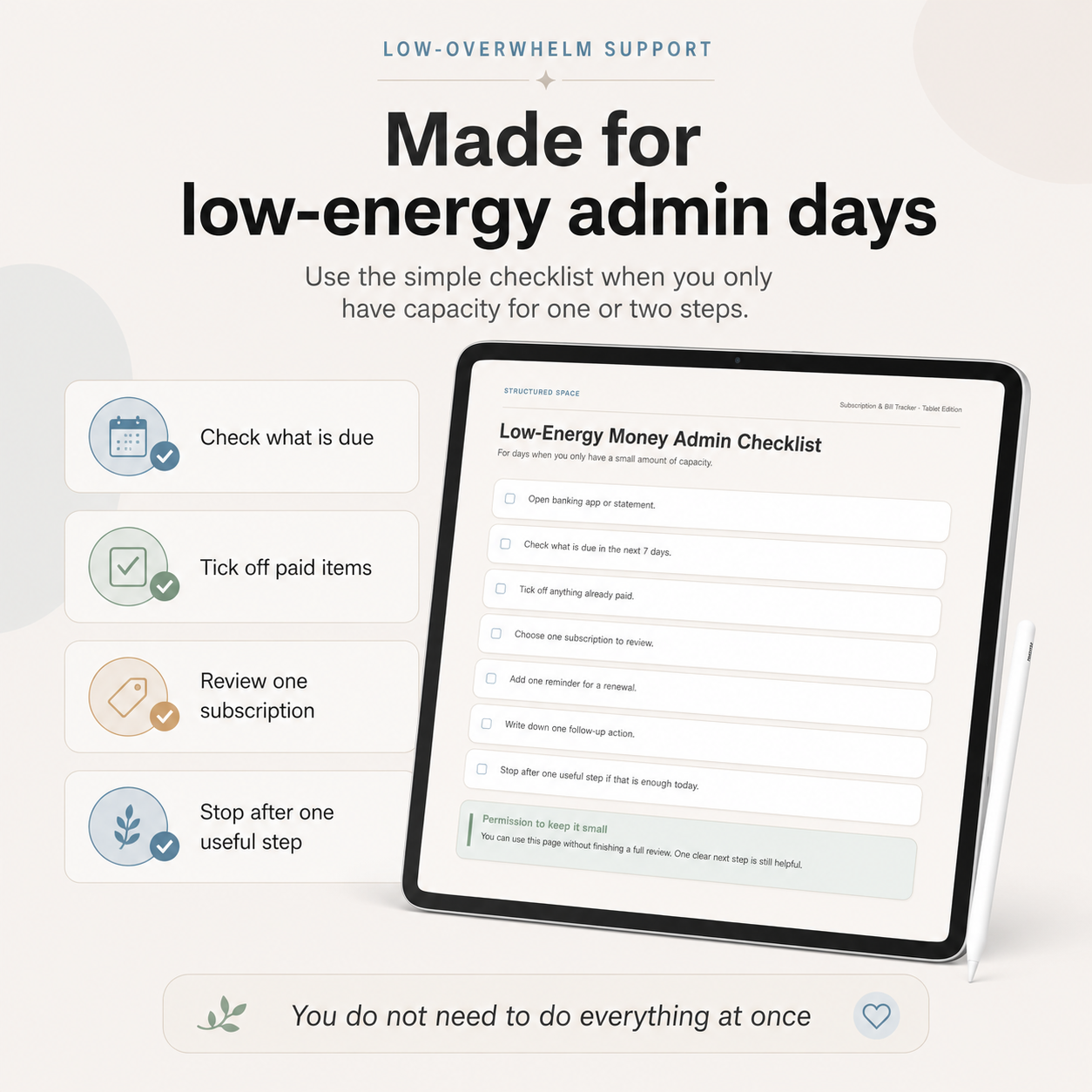 Bills & Subscription Tracker — printable PDF pages for tablet and A4 or letter size printing