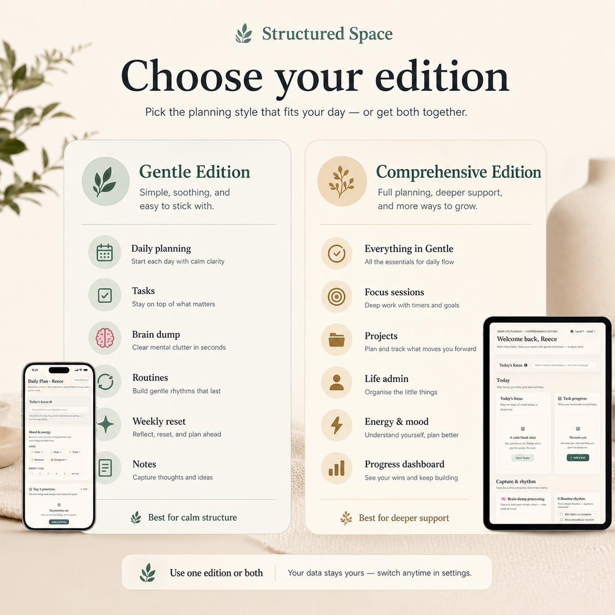 ADHD Life Planner Web App by Structured Space — gentle ADHD planning tool accessible on any device