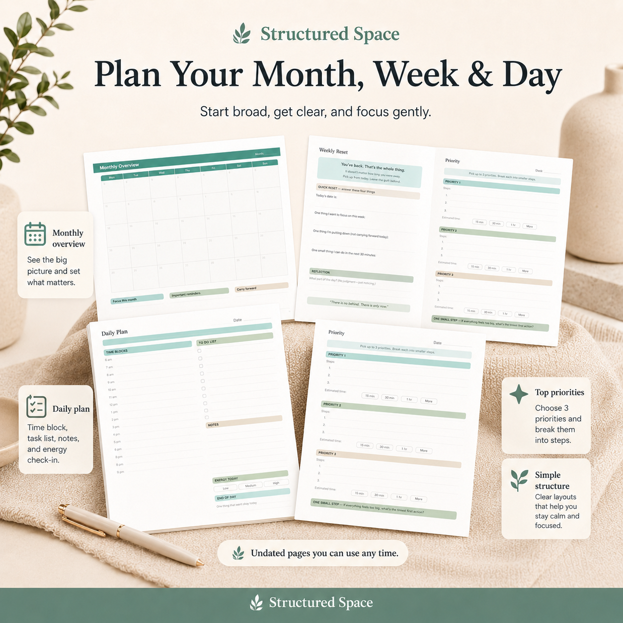ADHD Life Planner PDF — habit tracker and reflection pages designed for ADHD adults