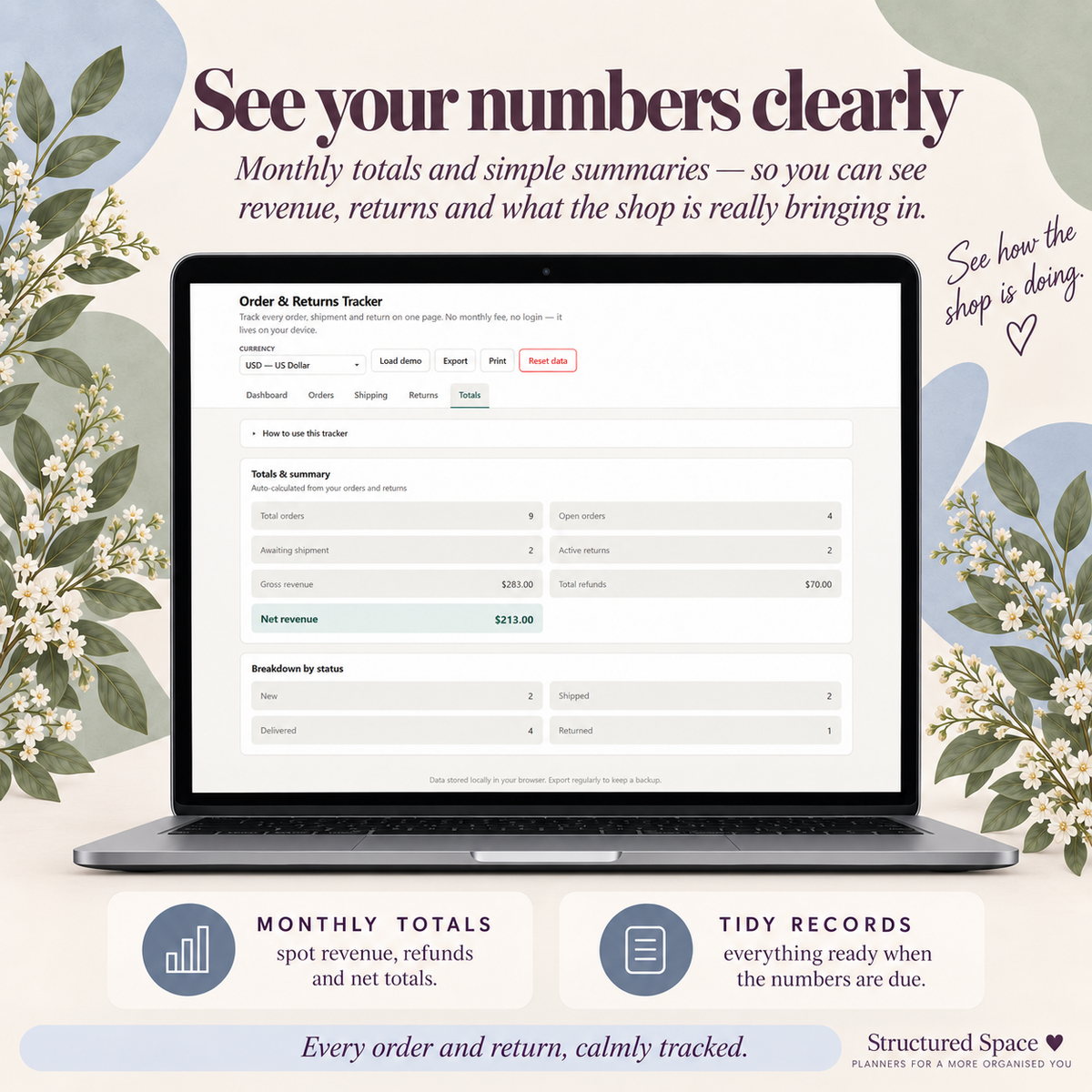 Small Business Order & Returns Tracker | Digital Order, Shipping & Returns Dashboard for Sellers