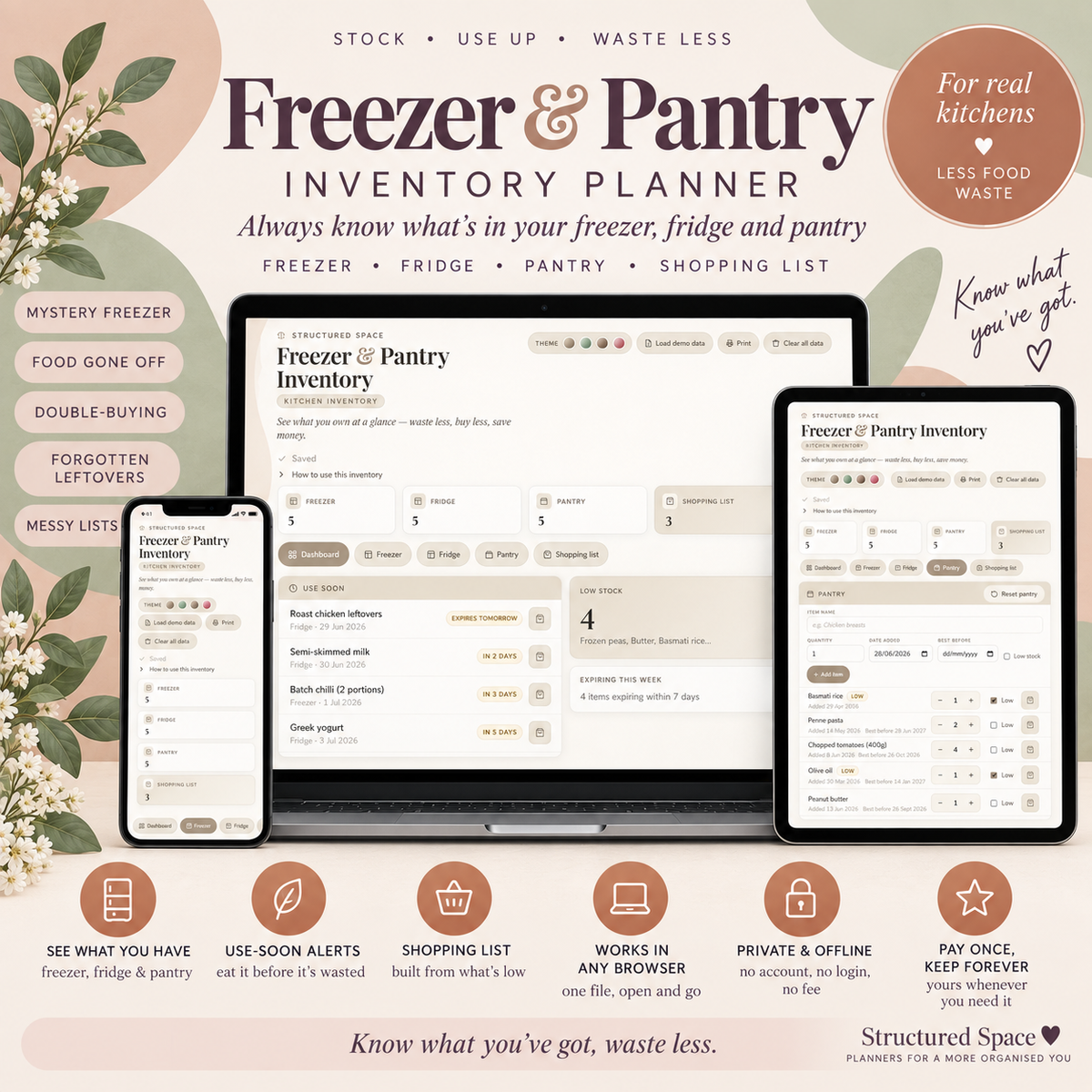 Freezer & Pantry Inventory | Interactive Digital Kitchen Stock Tracker with Expiry Alerts