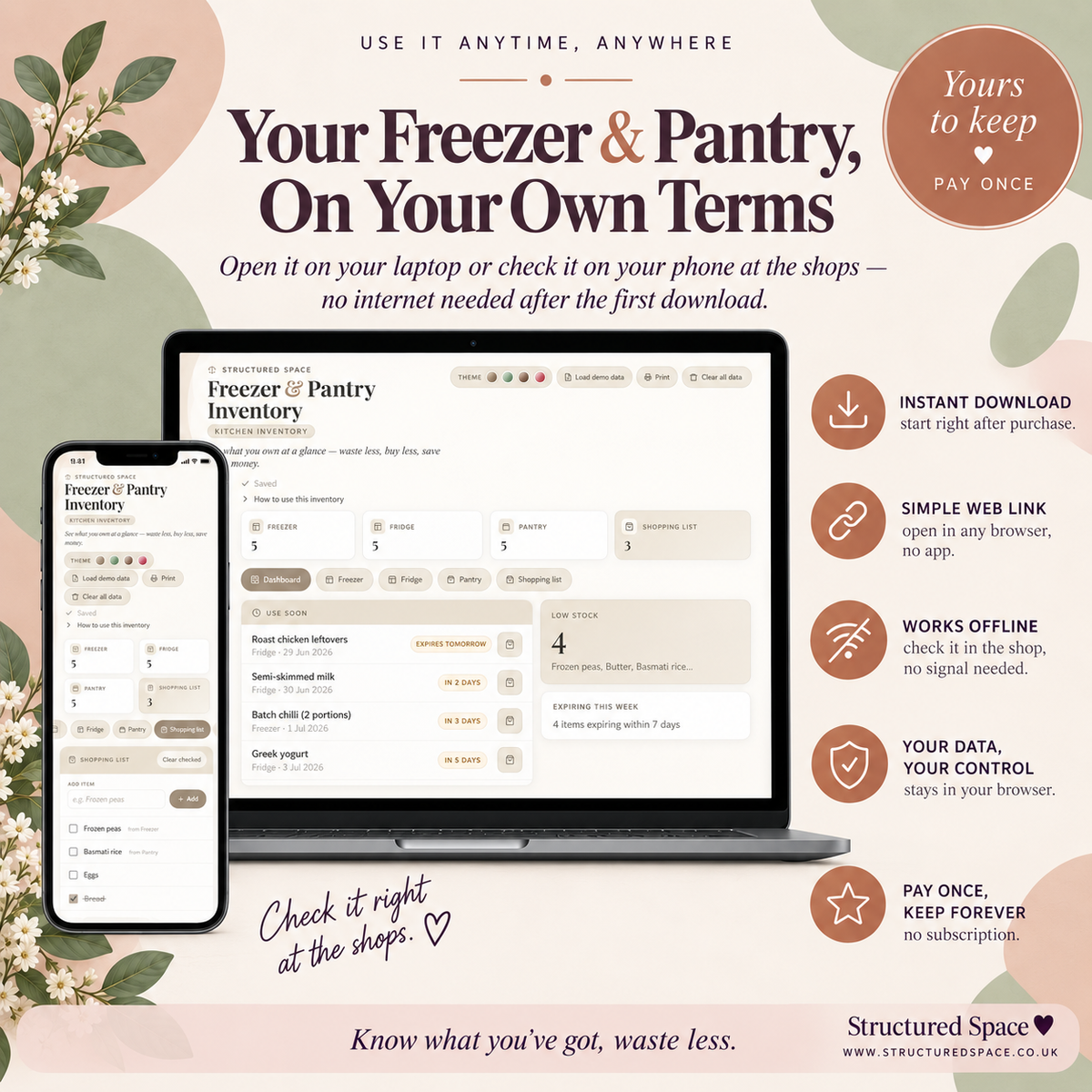 Freezer & Pantry Inventory | Interactive Digital Kitchen Stock Tracker with Expiry Alerts