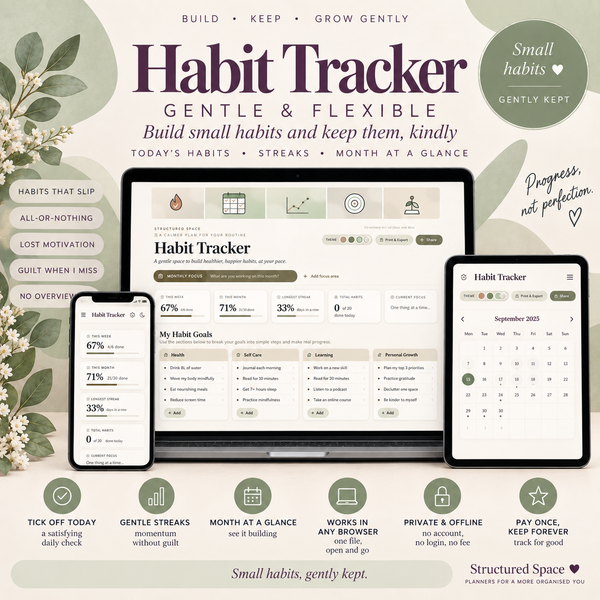 Habit Tracker product overview for gentle ADHD-friendly routine tracking