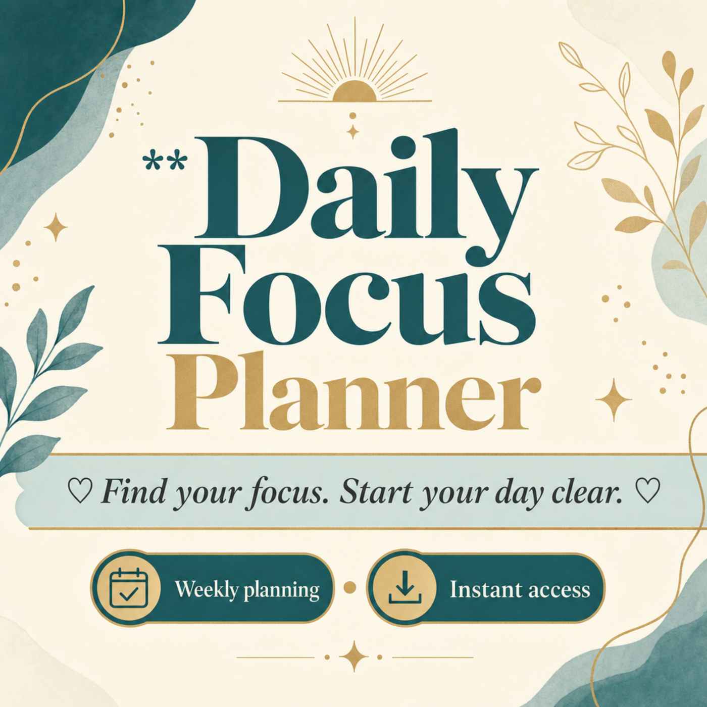Daily Focus Planner | Reusable Single-Page Digital Web Planner