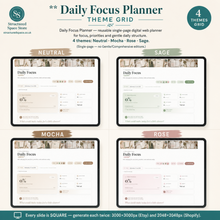 Daily Focus Planner | Reusable Single-Page Digital Web Planner thumbnail