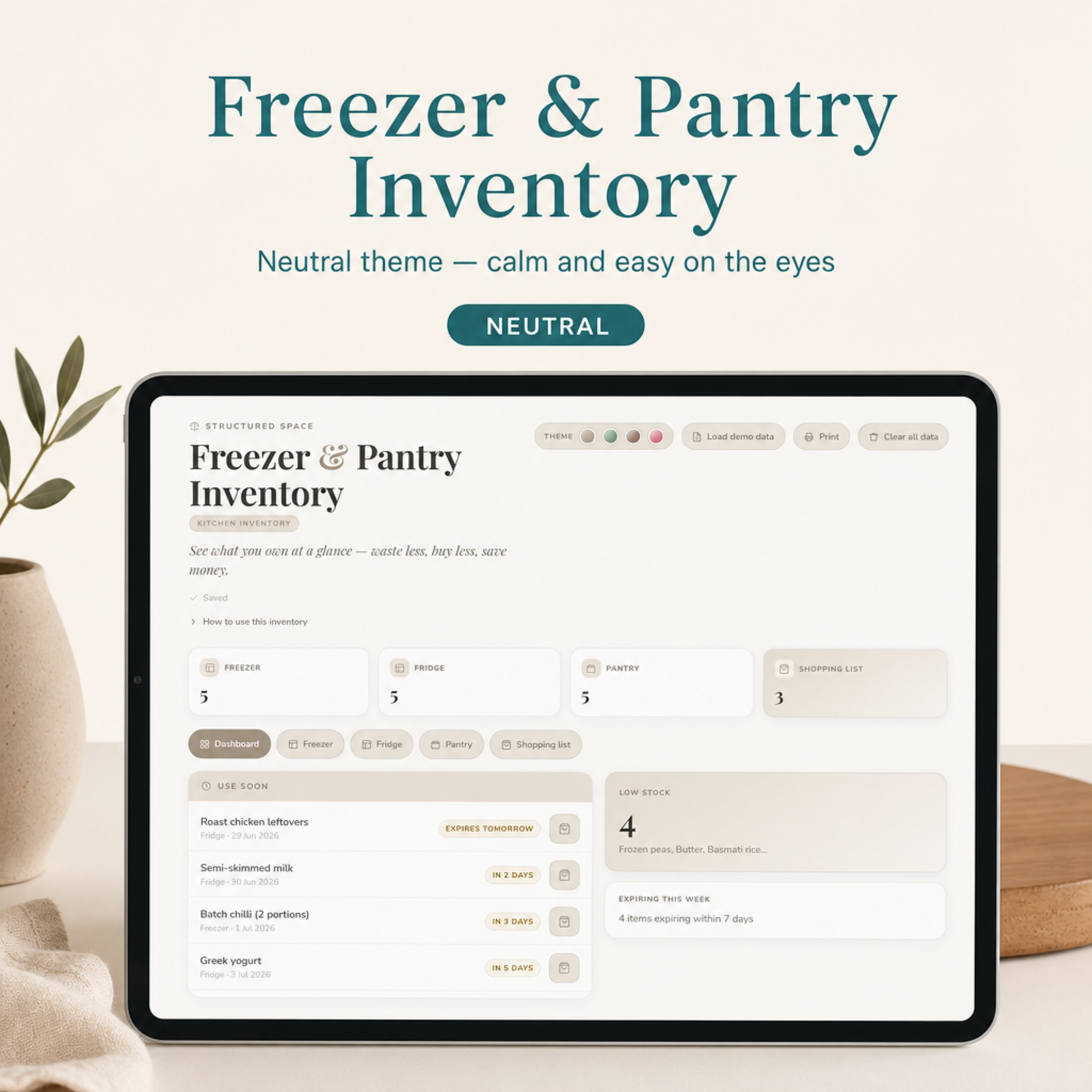 Freezer & Pantry Inventory | Interactive Digital Kitchen Stock Tracker with Expiry Alerts
