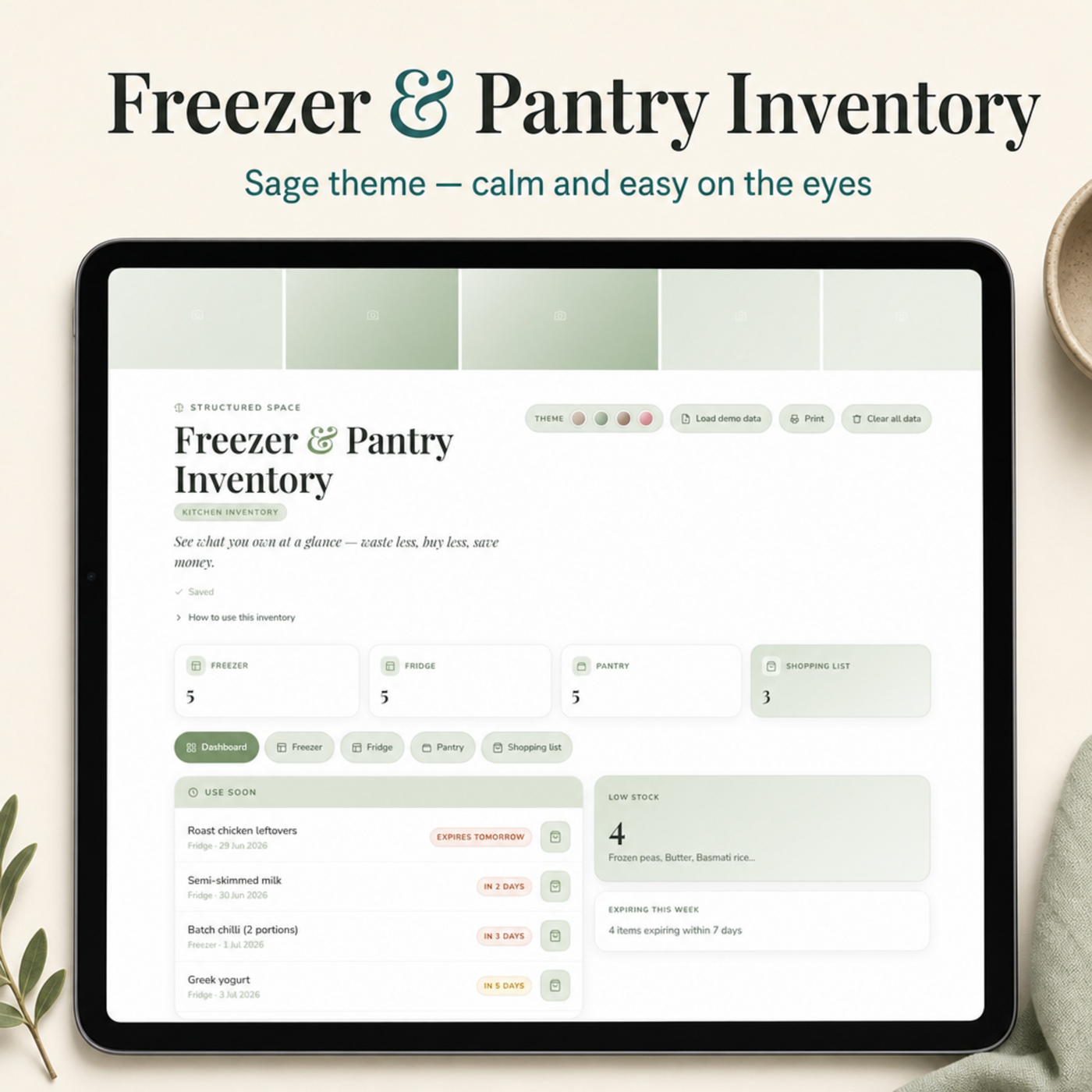 Freezer & Pantry Inventory | Interactive Digital Kitchen Stock Tracker with Expiry Alerts