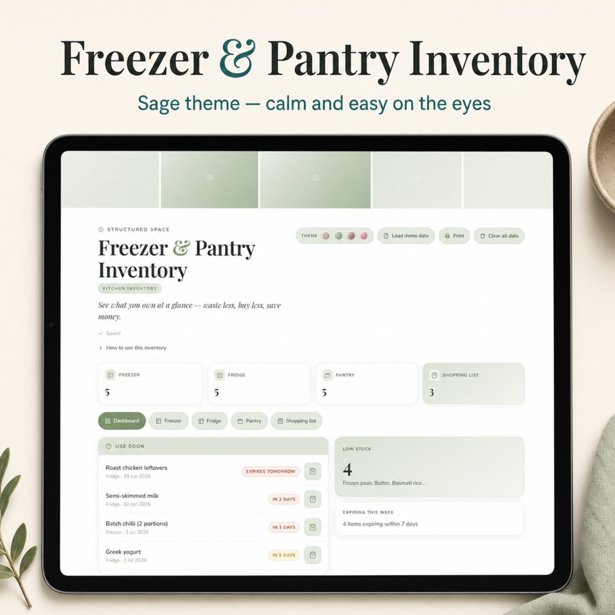 Freezer & Pantry Inventory | Interactive Digital Kitchen Stock Tracker with Expiry Alerts