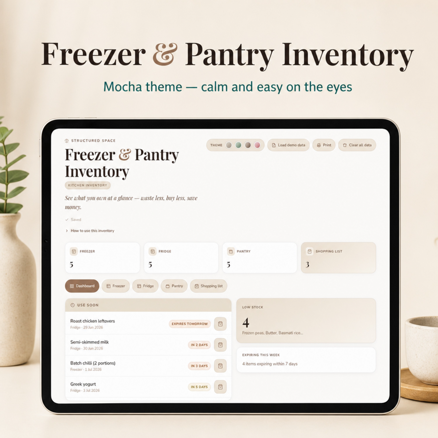 Freezer & Pantry Inventory | Interactive Digital Kitchen Stock Tracker with Expiry Alerts